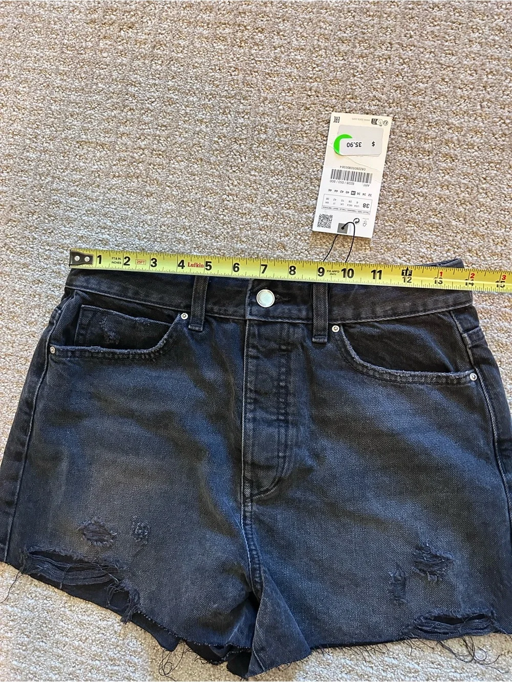 Brand New Zara HIGH RISE Denim Black Short Size 6
